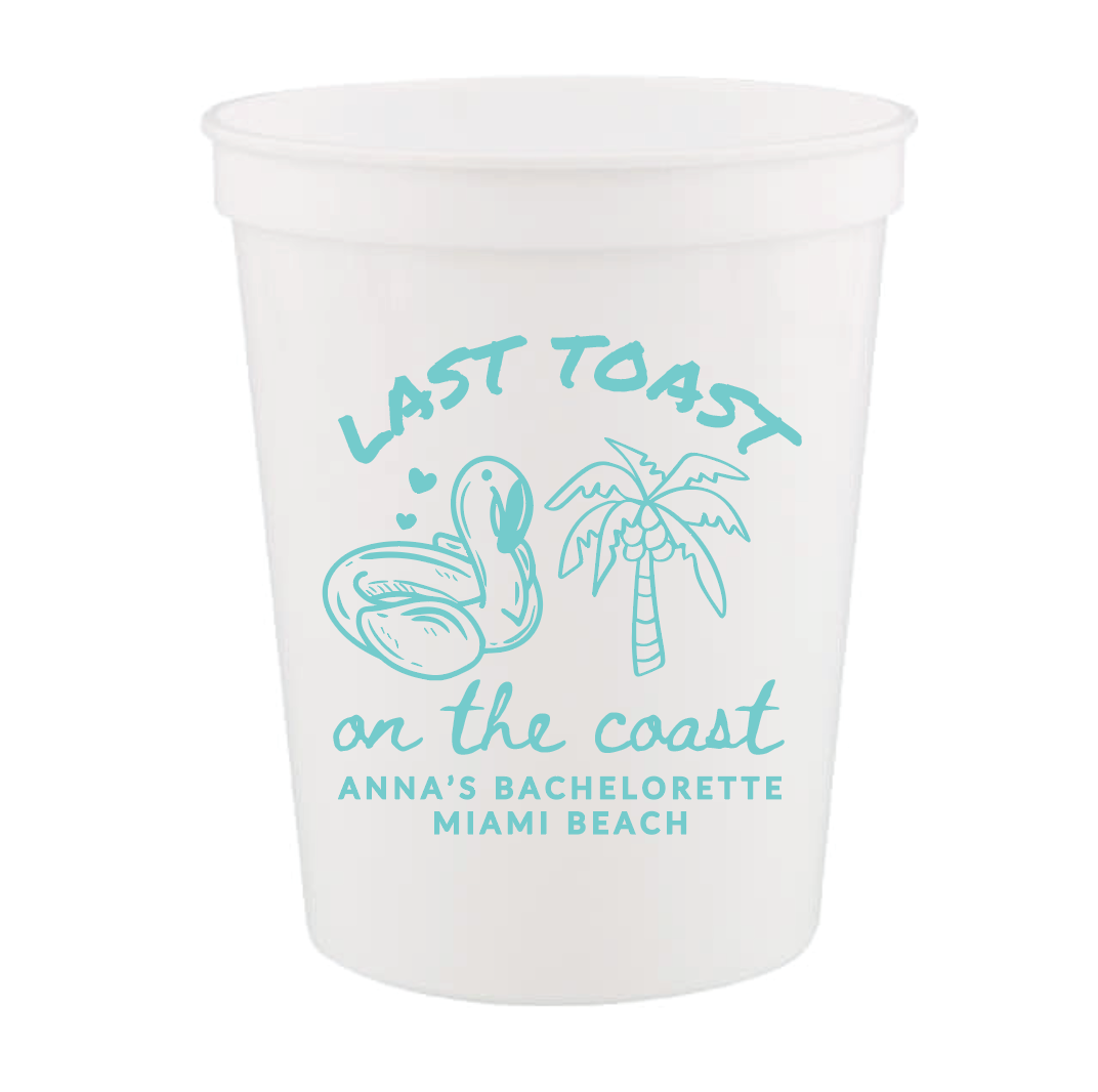 Last Toast on the Coast Bachelorette Stadium Cups