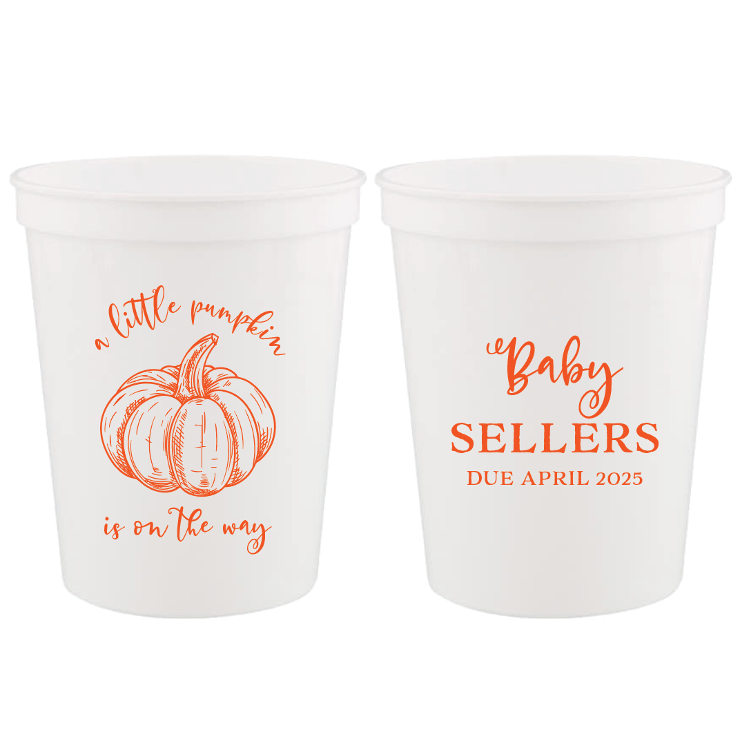 Little Pumpkin Personalized Baby Shower Stadium Cups - Cup - Stadium