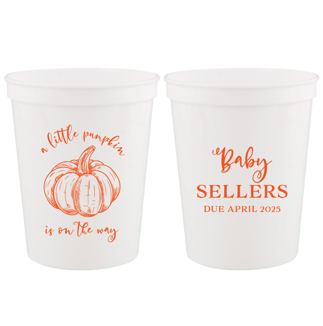 Little Pumpkin Personalized Baby Shower Stadium Cups