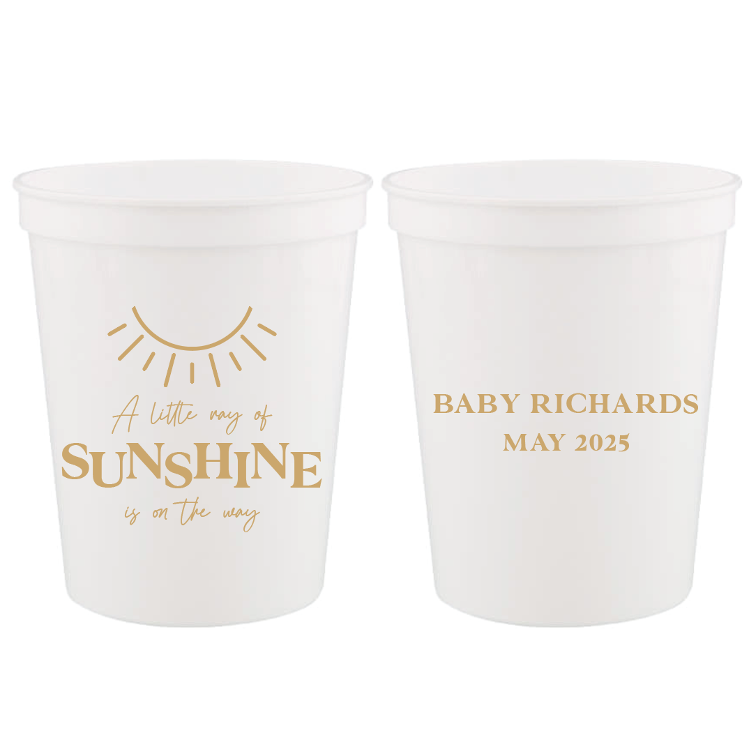 Little Ray of Sunshine Baby Shower Stadium Cups