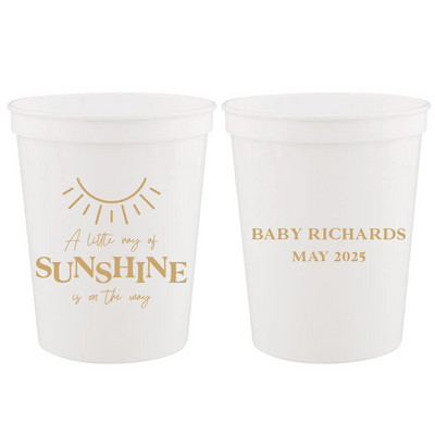 Little Ray of Sunshine Baby Shower Stadium Cups