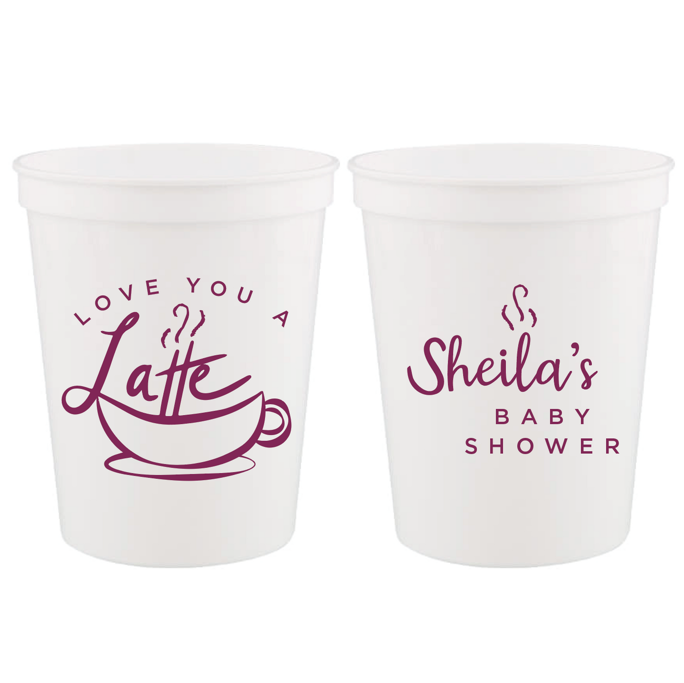 Love You a Latte Personalized Baby Shower Stadium Cups