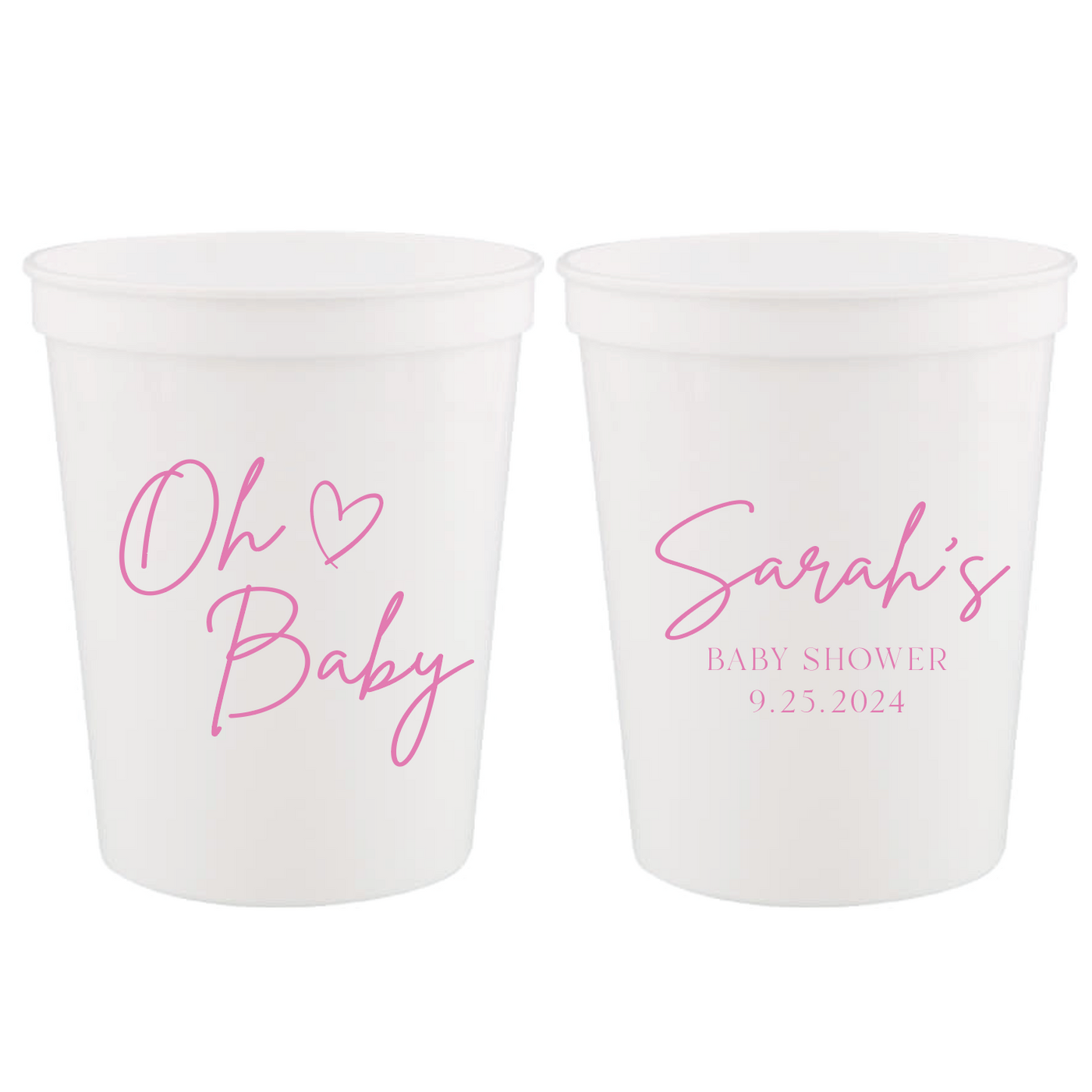 Oh Baby Personalized Baby Shower Stadium Cups