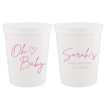 Oh Baby Personalized Baby Shower Stadium Cups