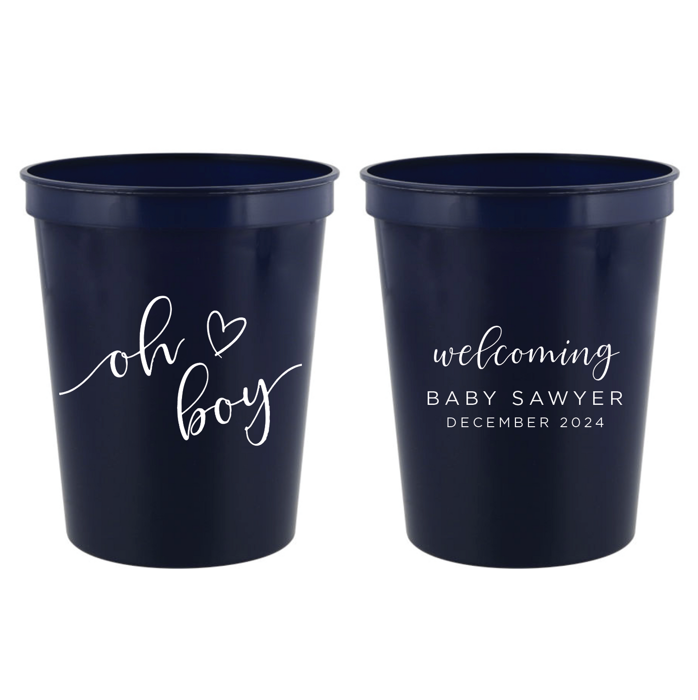 Oh Boy Baby Shower Stadium Cups