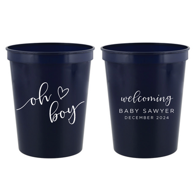 Oh Boy Baby Shower Stadium Cups