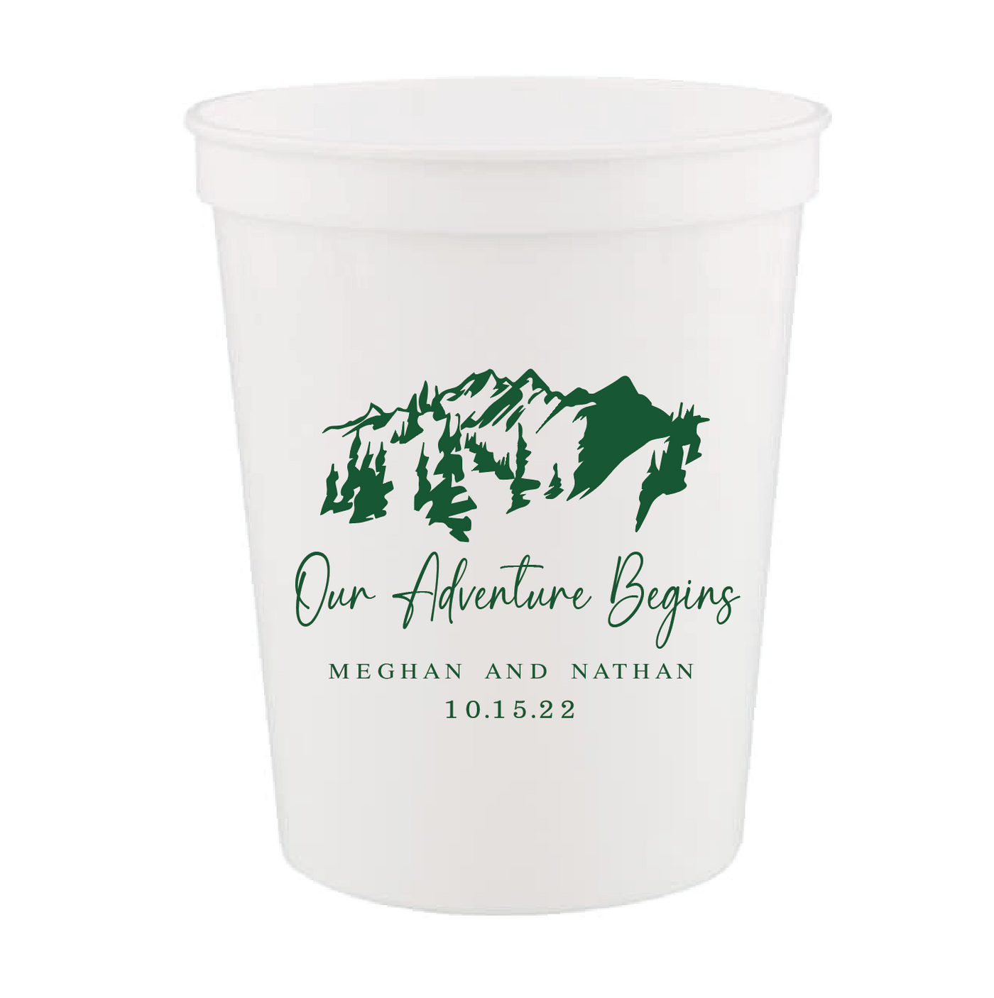 Our Adventure Begins Personalized Wedding Stadium Cups