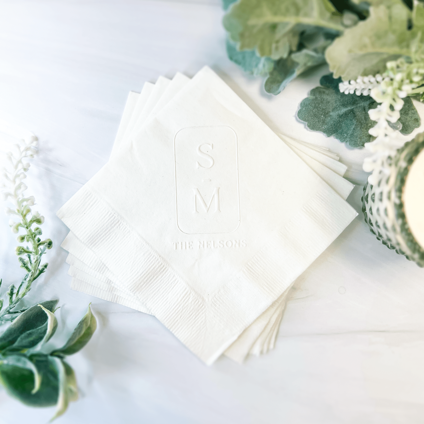 Embossed Personalized Wedding Napkins - Napkins - Embossed