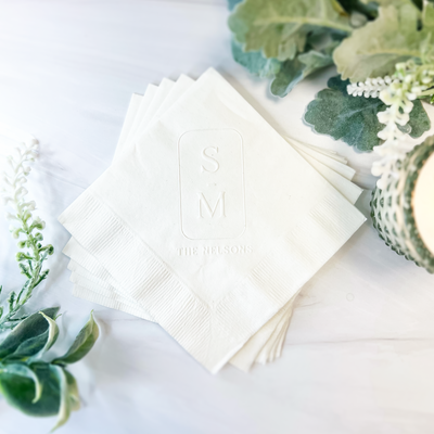 Embossed Personalized Wedding Napkins