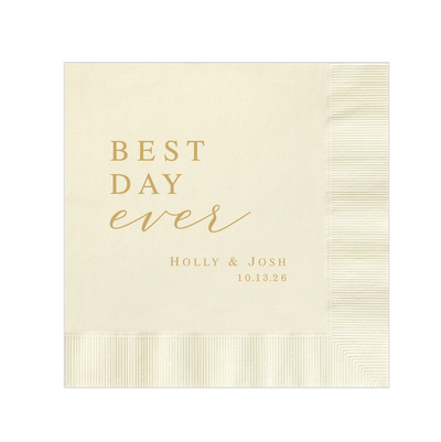 Best Day Ever Wedding Napkins - Elegant Script