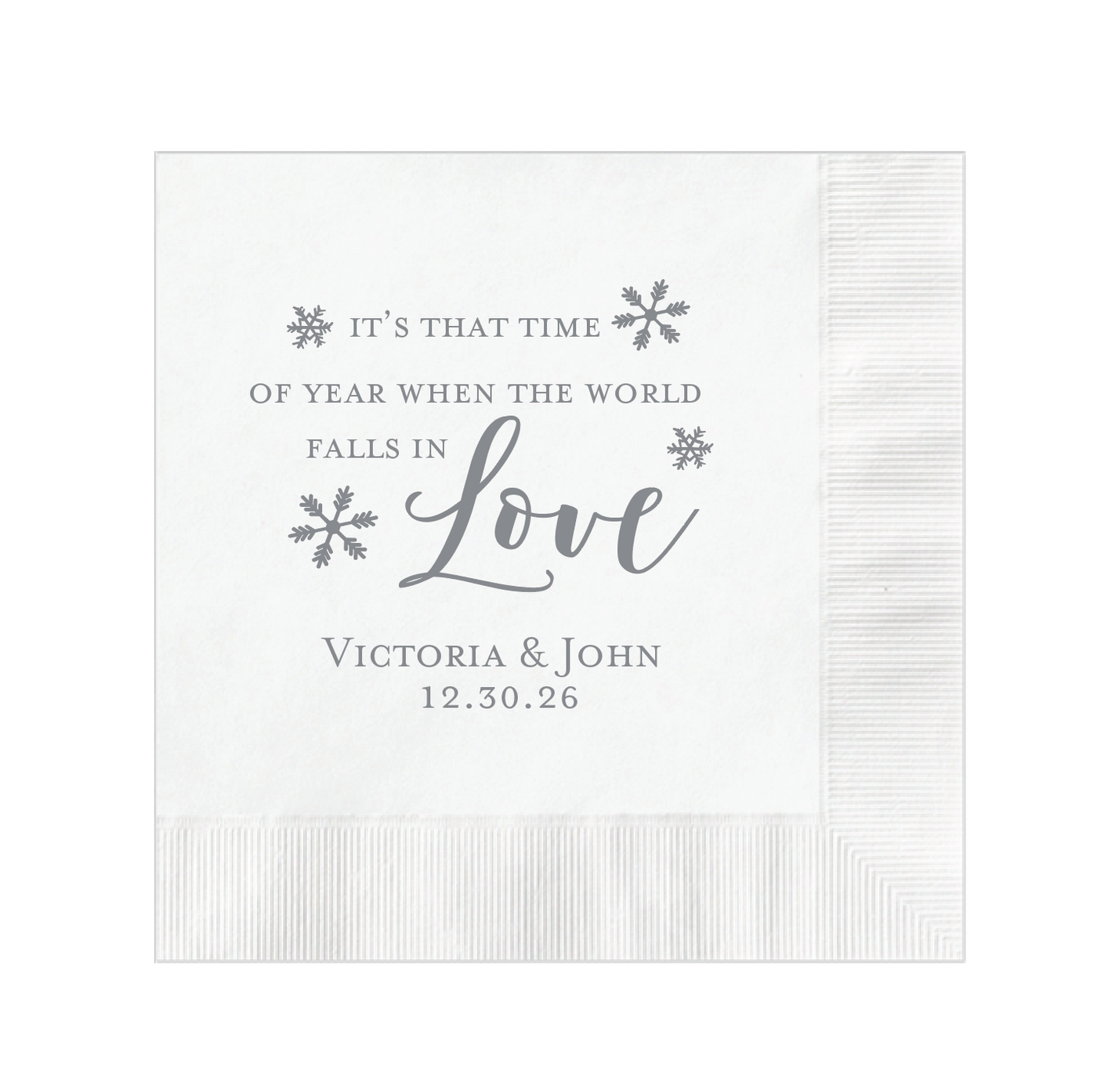 When the World Falls in Love Winter Wedding Napkins