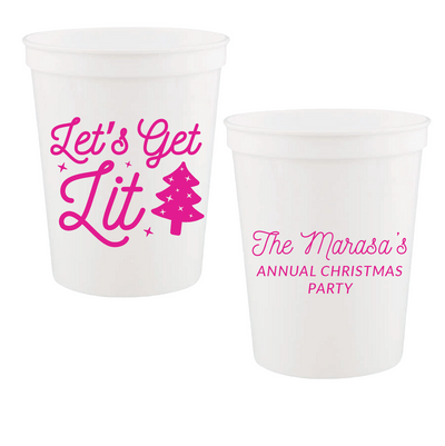 Let's Get Lit Christmas Party Stadium Cups