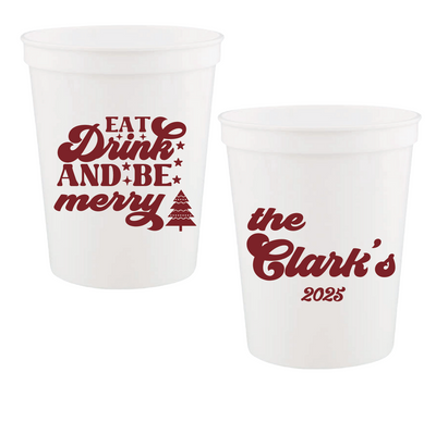 Eat Drink and Be Merry Christmas Stadium Cups