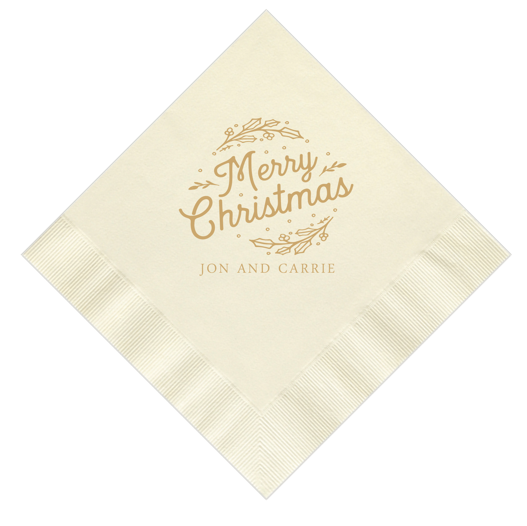 Merry Christmas Personalized Napkins - Napkins - Foil Stamped
