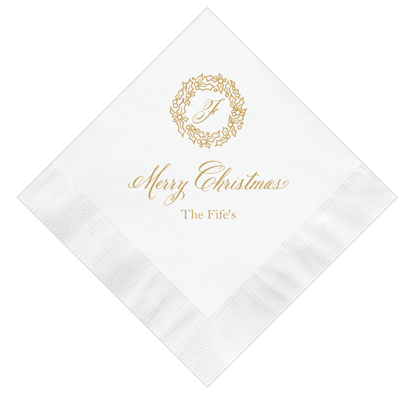 Merry Christmas Wreath Personalized Napkins