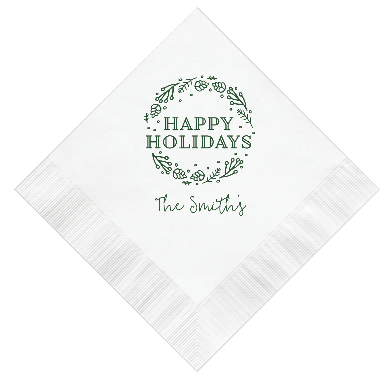 Happy Holidays Personalized Christmas Napkins - Napkins - Foil Stamped