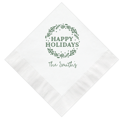 Happy Holidays Personalized Christmas Napkins