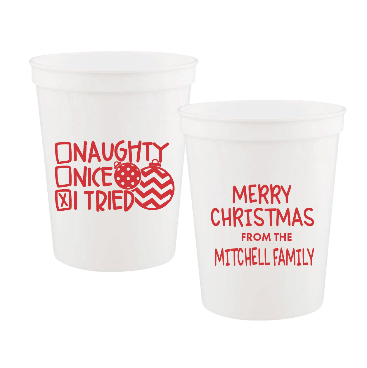 Naughty | Nice | I Tried! Christmas Stadium Cups - Cup - Stadium