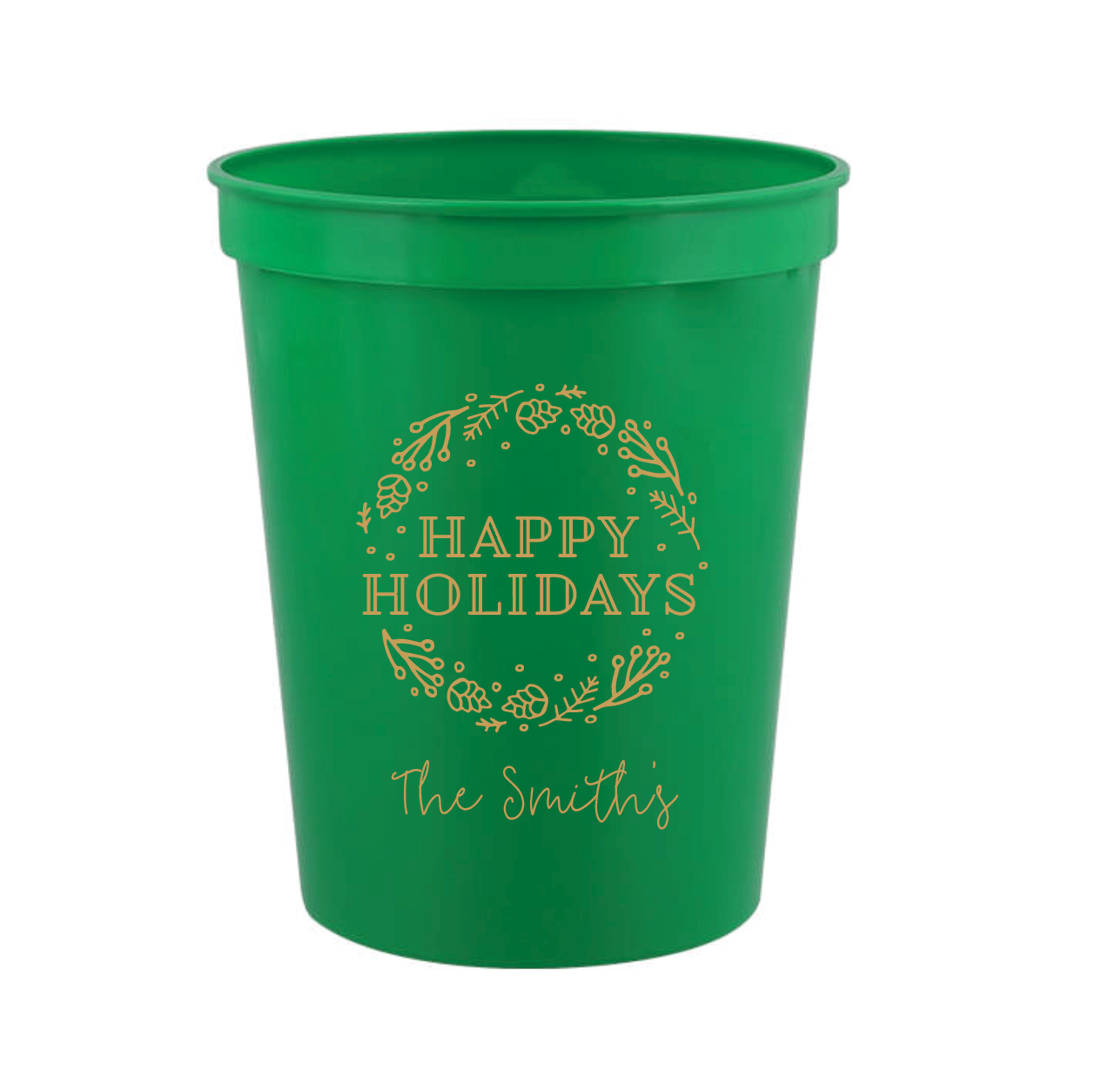 Happy Holidays Personalized Stadium Cups