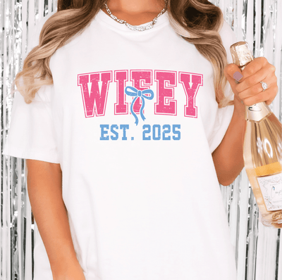 Wifey Varsity T-Shirt - November Married Life Tee Design