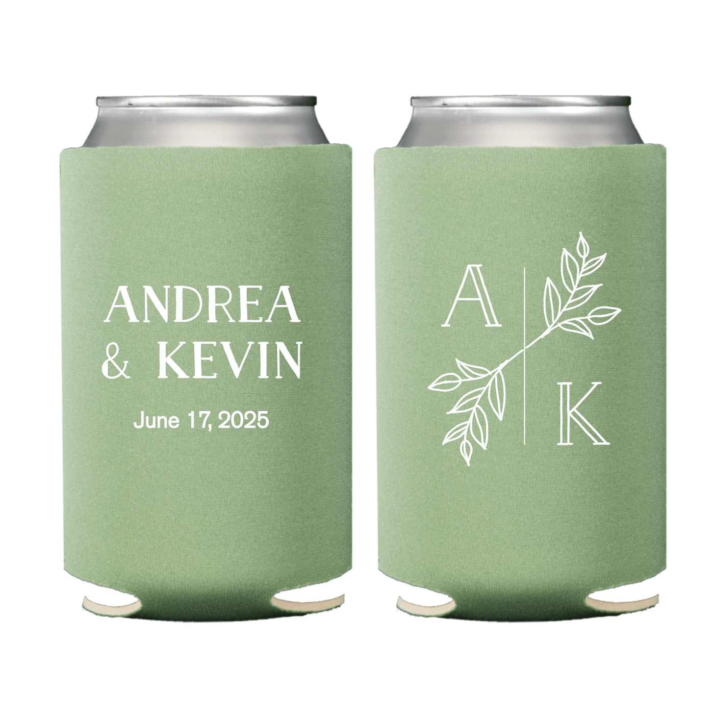 Floral Monogram Can Coolers for Wedding Reception