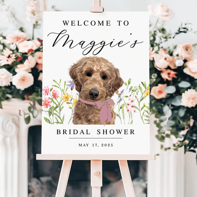 Bridal Shower Welcome Sign with Illustrated Pet