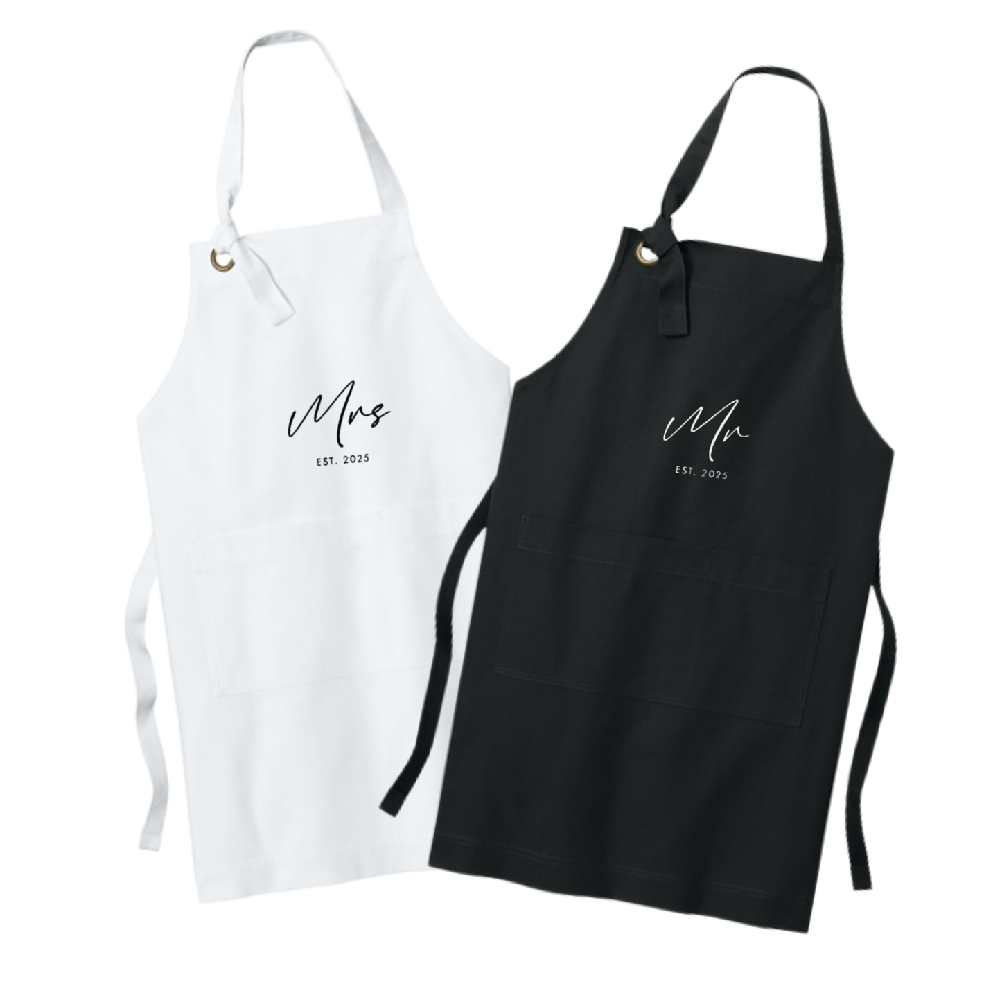 Mr and Mrs Apron Set | Personalized Embroidered Apron