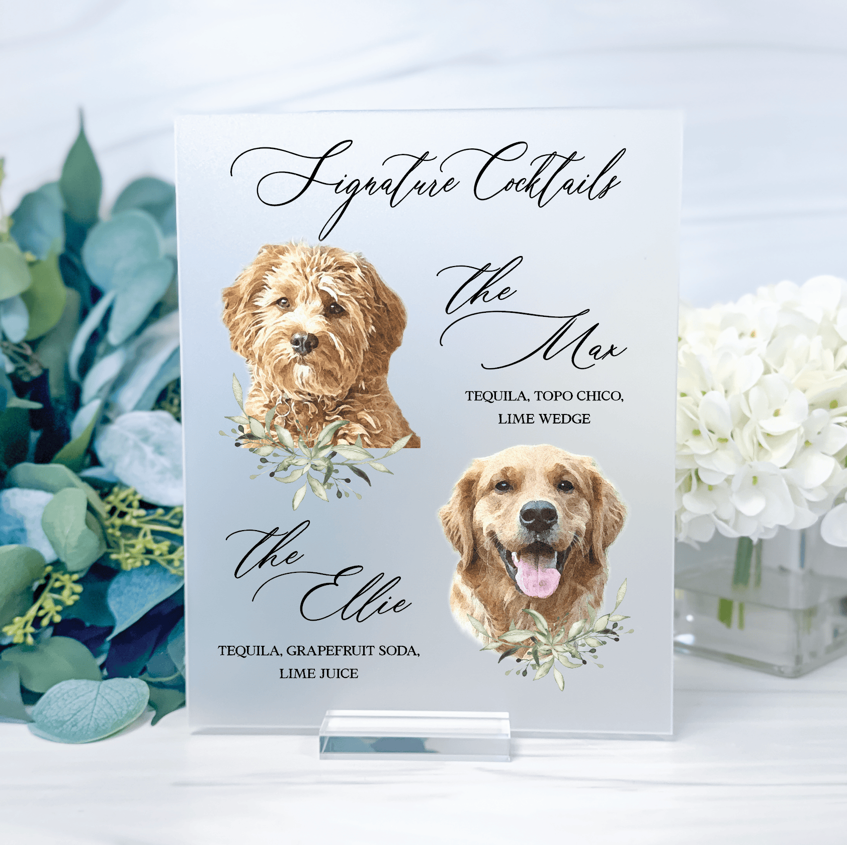 Acrylic Wedding Bar Menu Print -  Pets