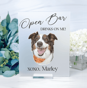 Open Bar Wedding Bar Sign with Pet