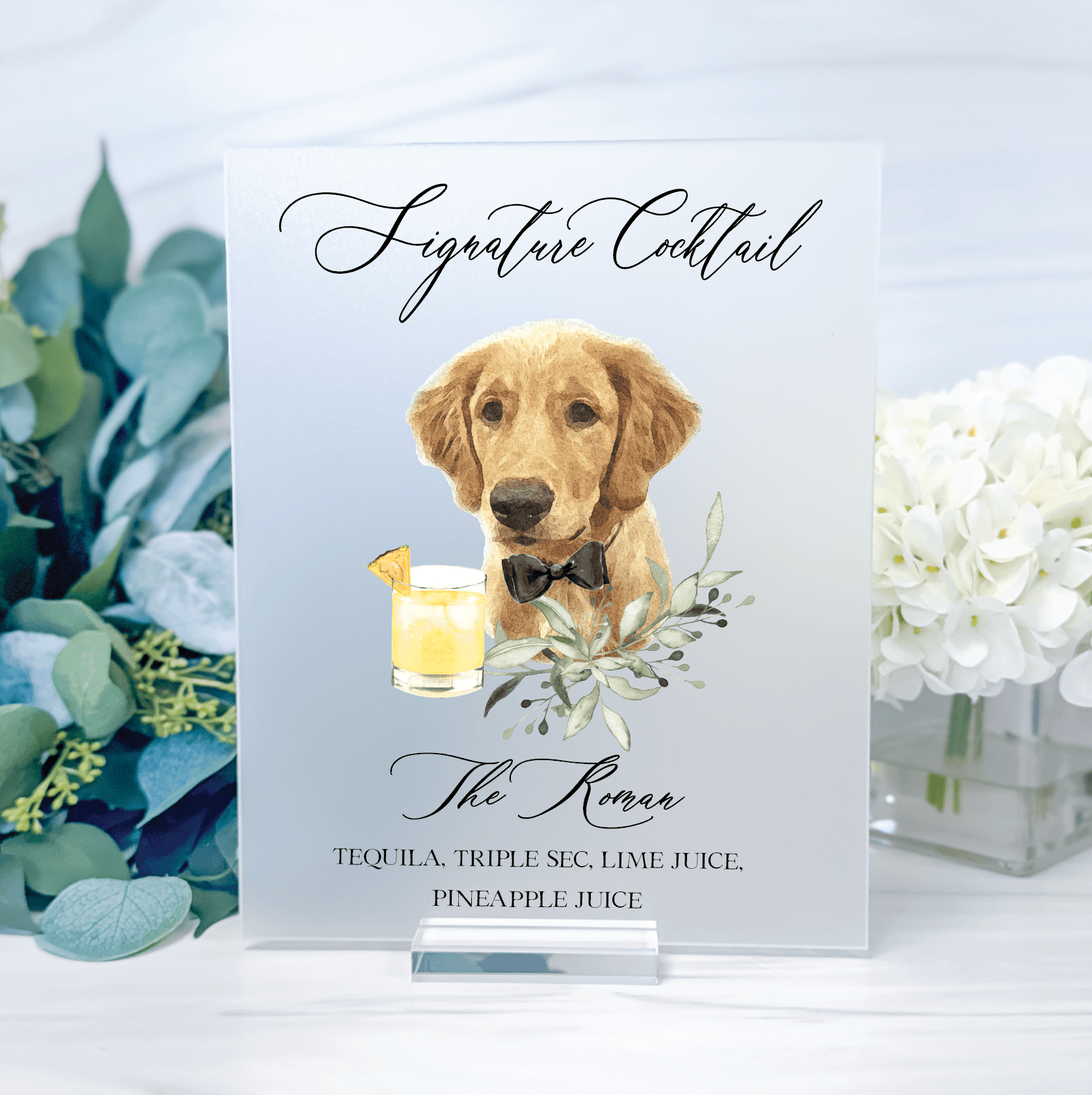 Acrylic Wedding Bar Menu Print -  Pets