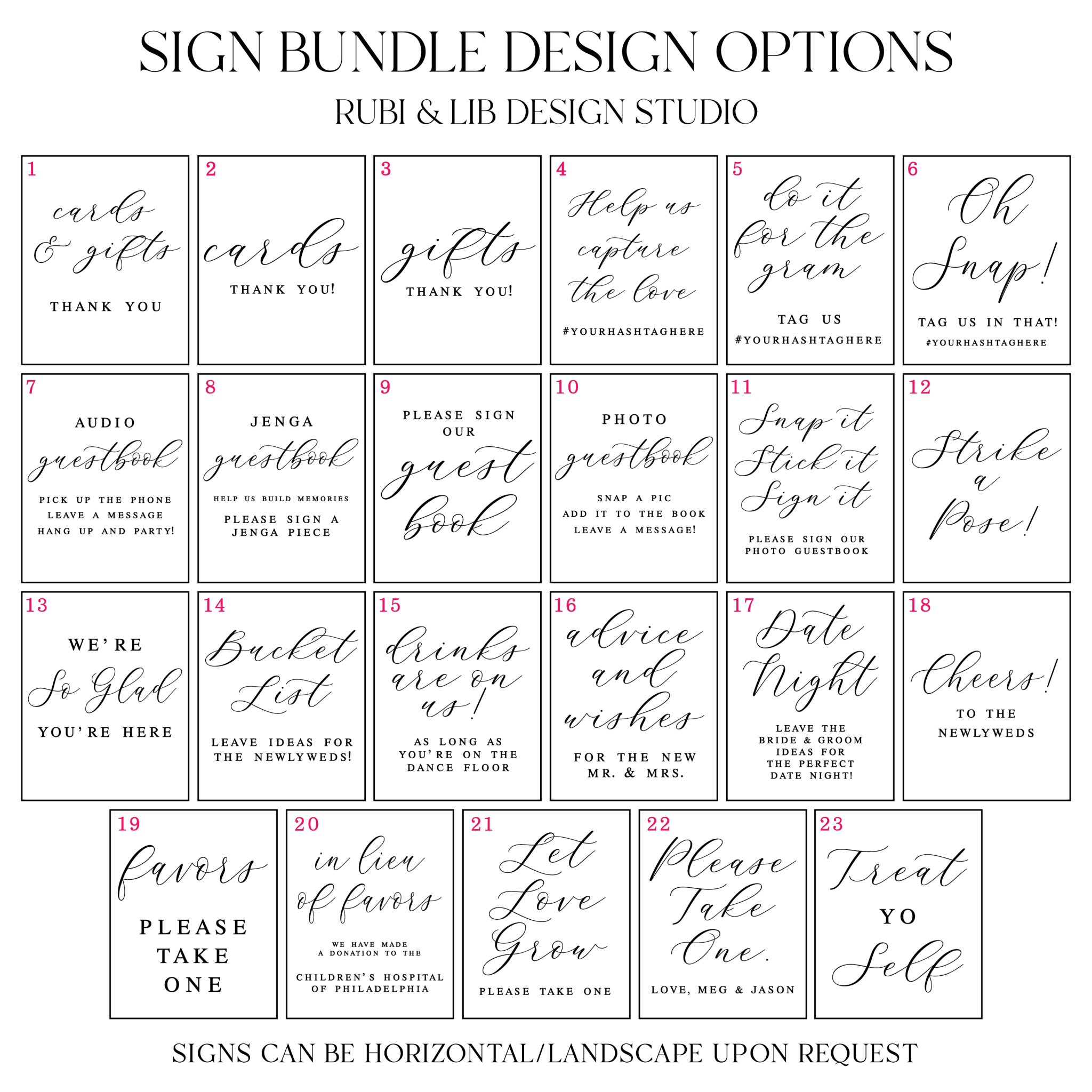 Elegant Wedding 8x10 Sign Bundle - Welcome Sign
