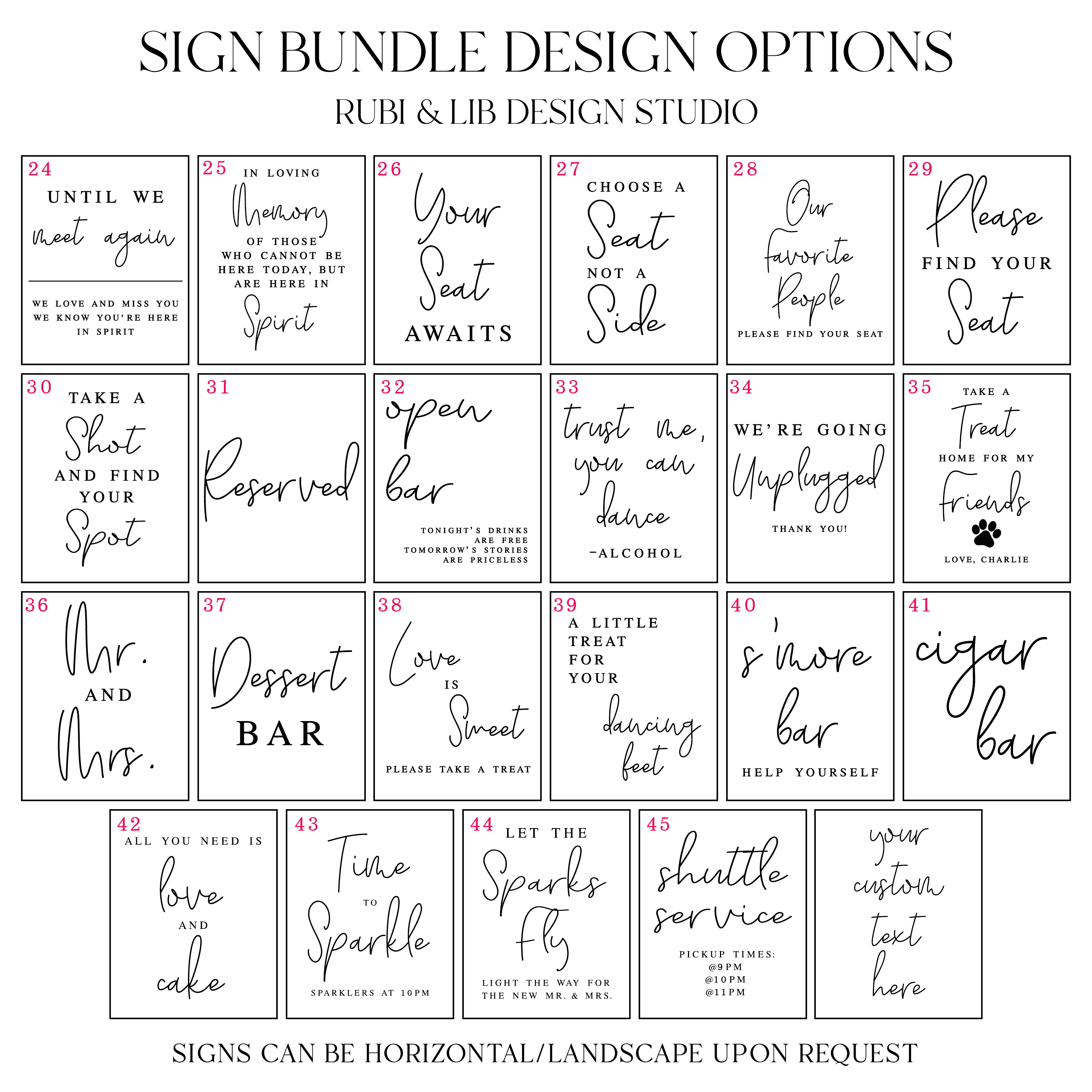 Simplistic Script Wedding 8x10 Sign Bundle - Welcome Sign