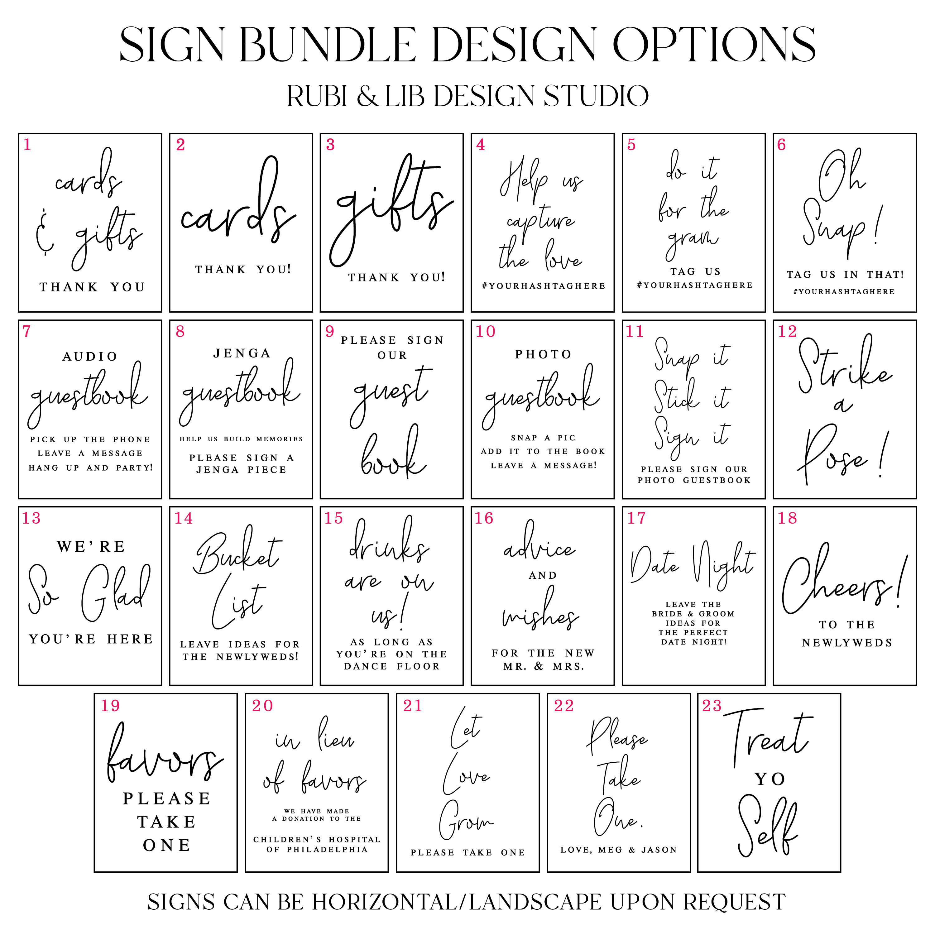 Simplistic Script Wedding 8x10 Sign Bundle - Welcome Sign