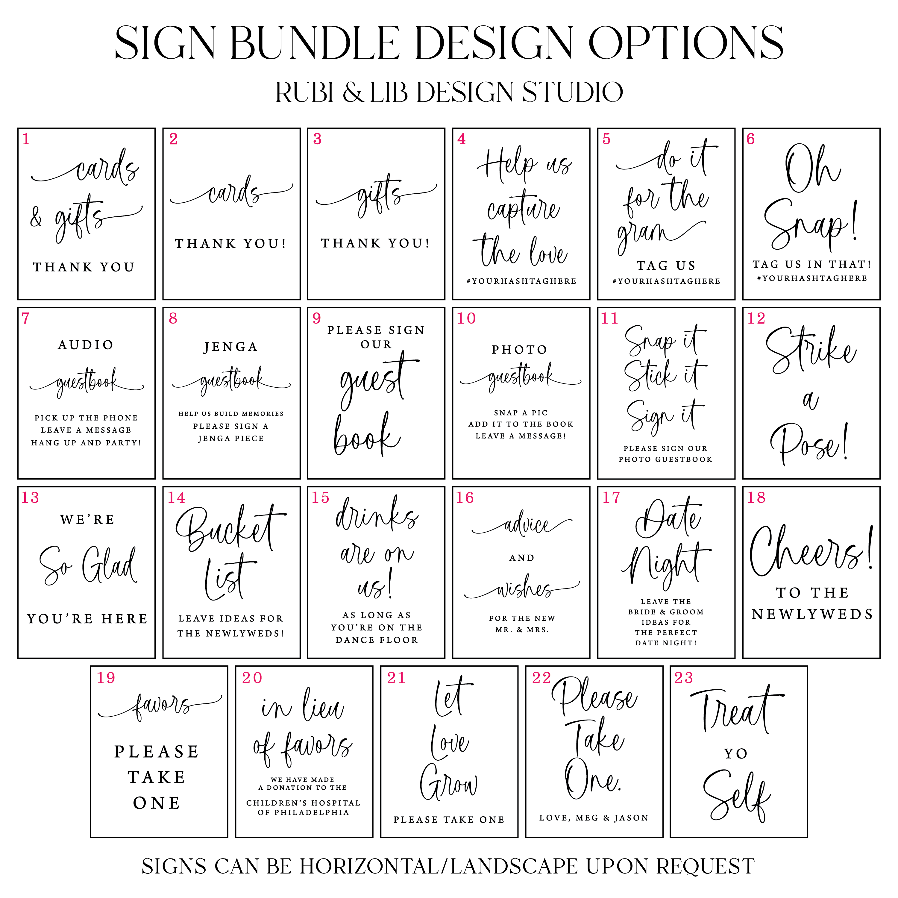 Timeless Script Wedding 8x10 Sign Bundle - Welcome Sign