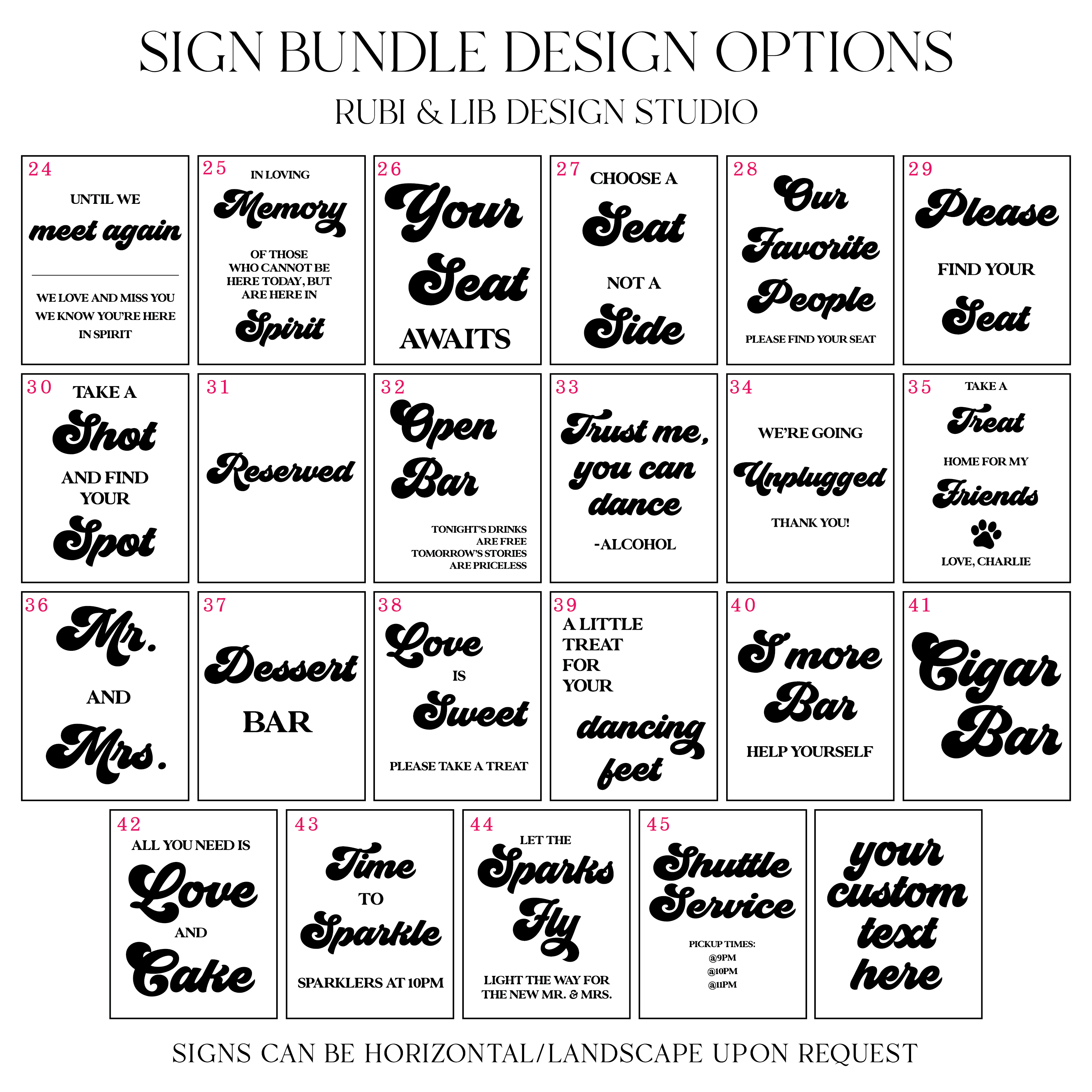 Retro Wedding 8x10 Sign Bundle - Welcome Sign