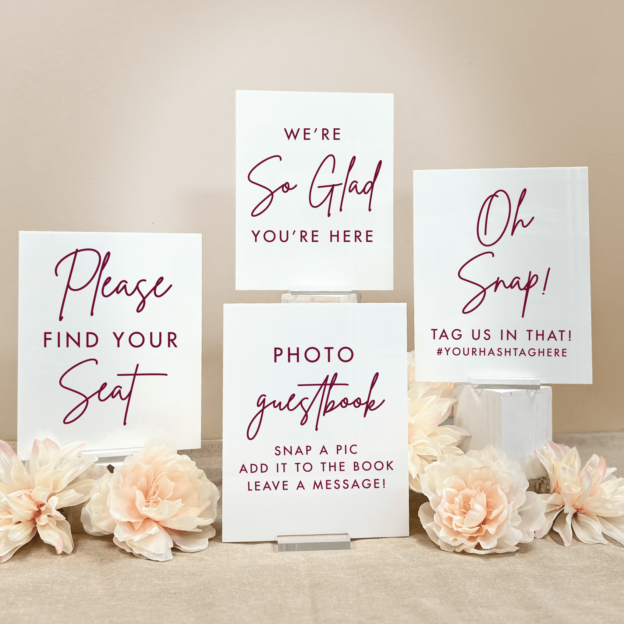 Modern Script Wedding 8x10 Sign Bundle - Welcome Sign