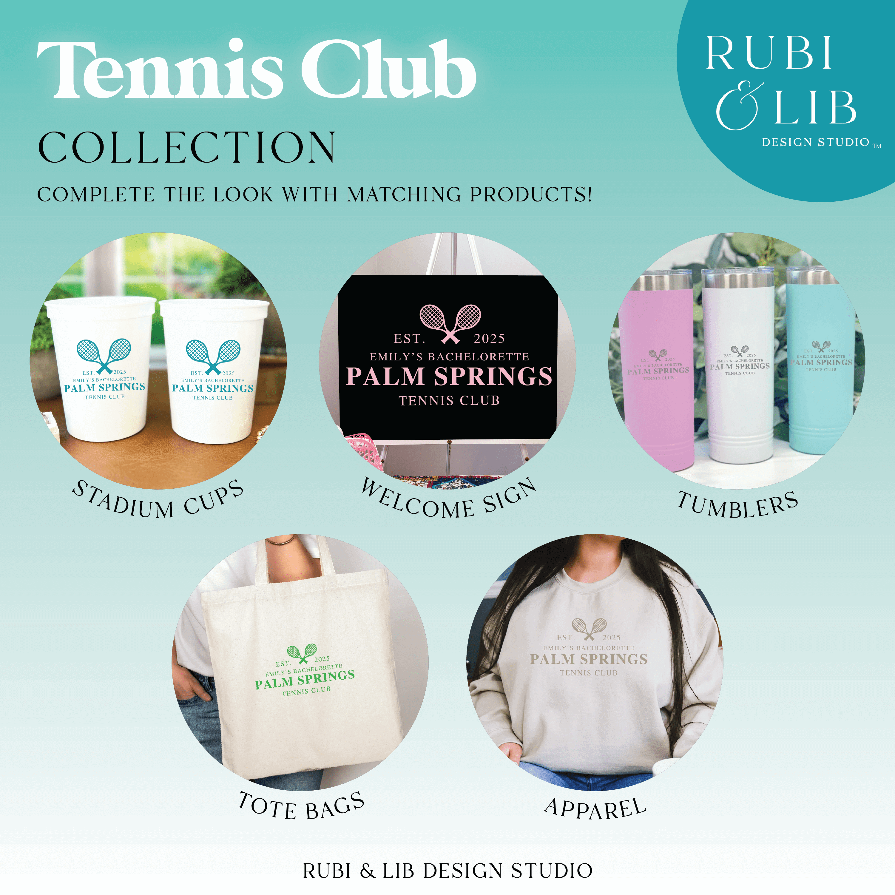 Custom Location Tennis Club Bachelorette Stadium Cups - Cups - Stadium - Bachelorette