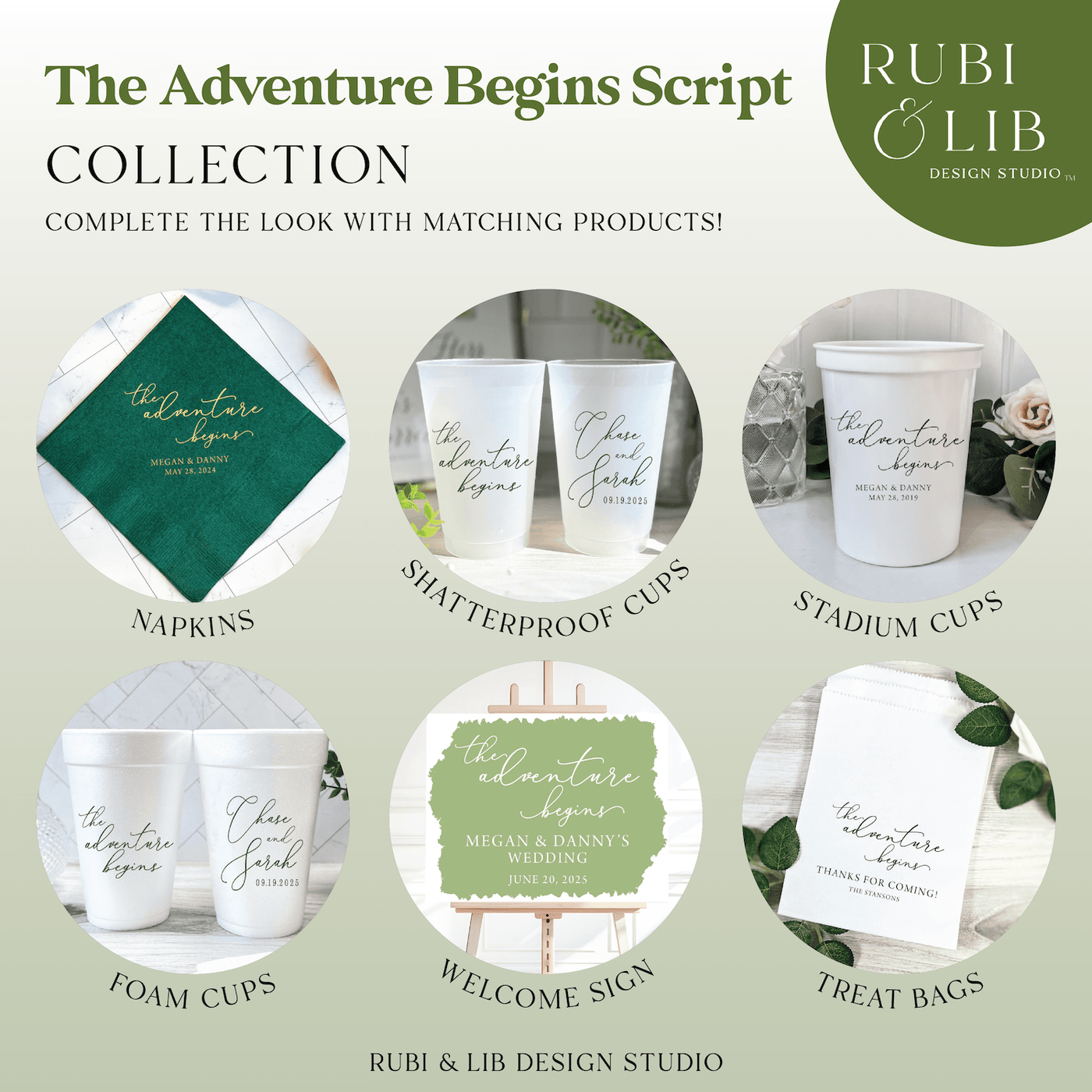 The Adventure Begins Wedding Napkins - Napkins - Foil Stamped