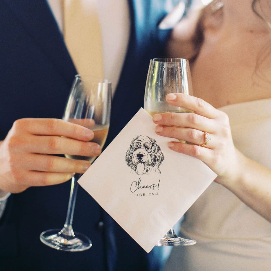 Custom Illustrated Pet Wedding Napkins
