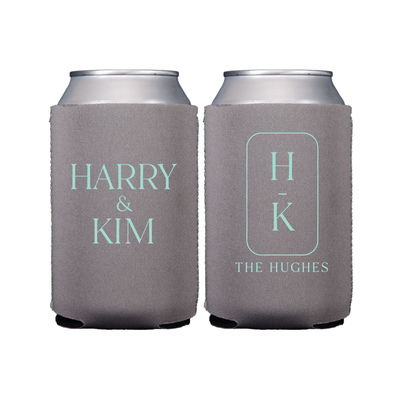 Timeless Serif Monogram Wedding Reception Bar Can Coolers