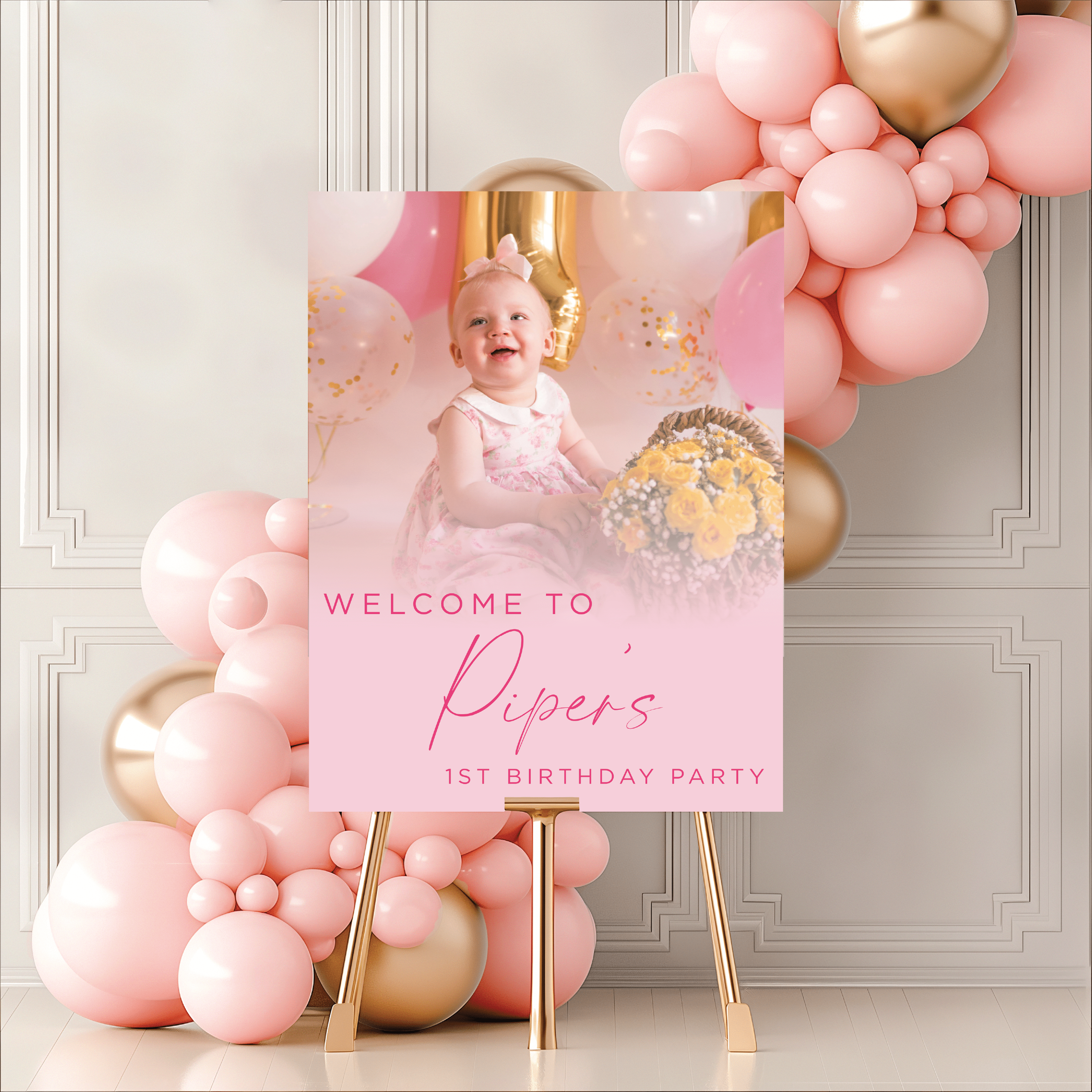 1st Birthday Custom Photo Welcome Sign - Welcome Sign