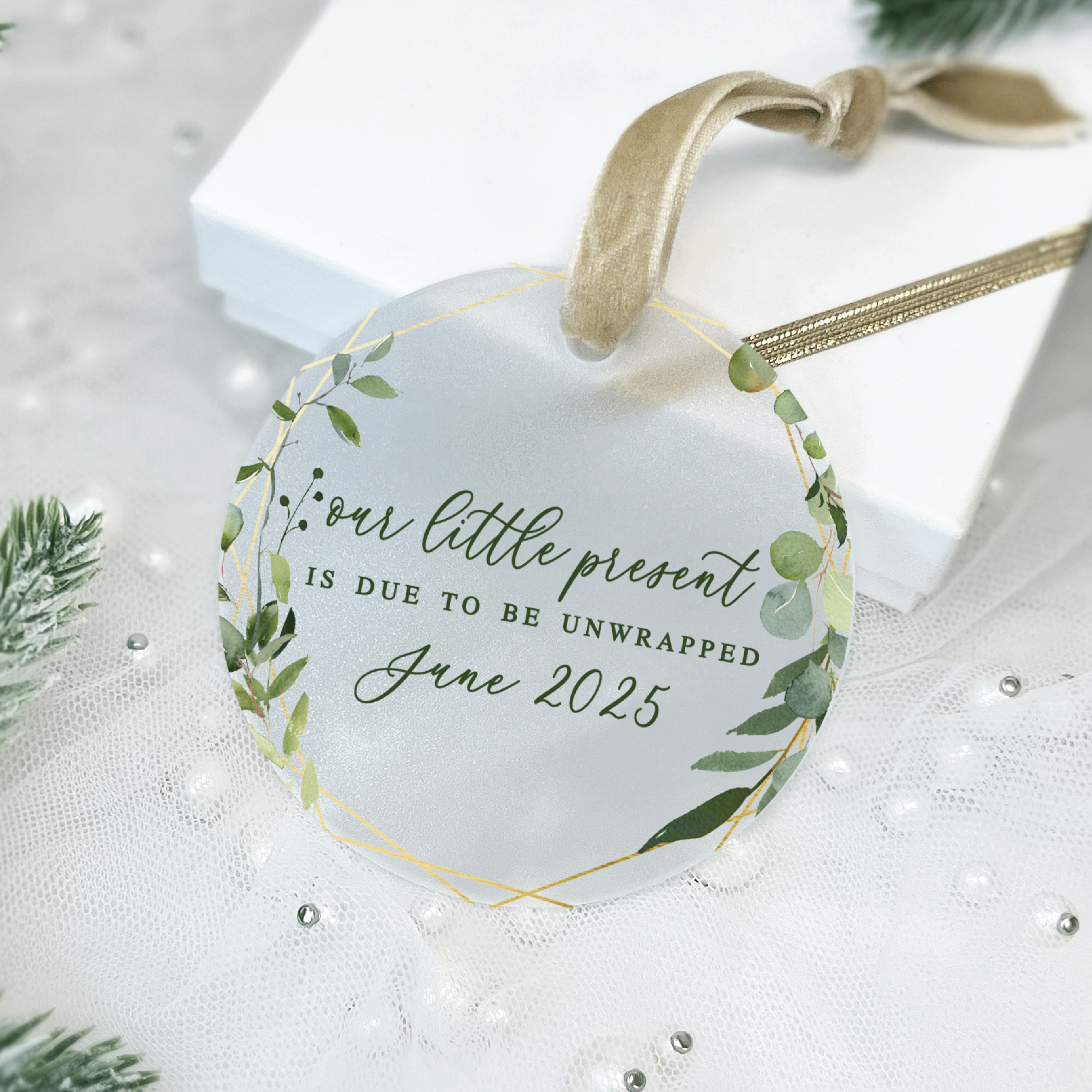Our Little Present Pregnancy Announcement Ornament - Ornament - Acrylic
