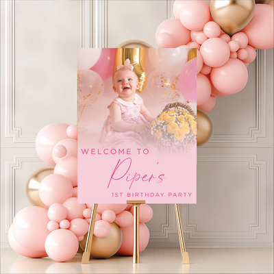 1st Birthday Custom Photo Welcome Sign