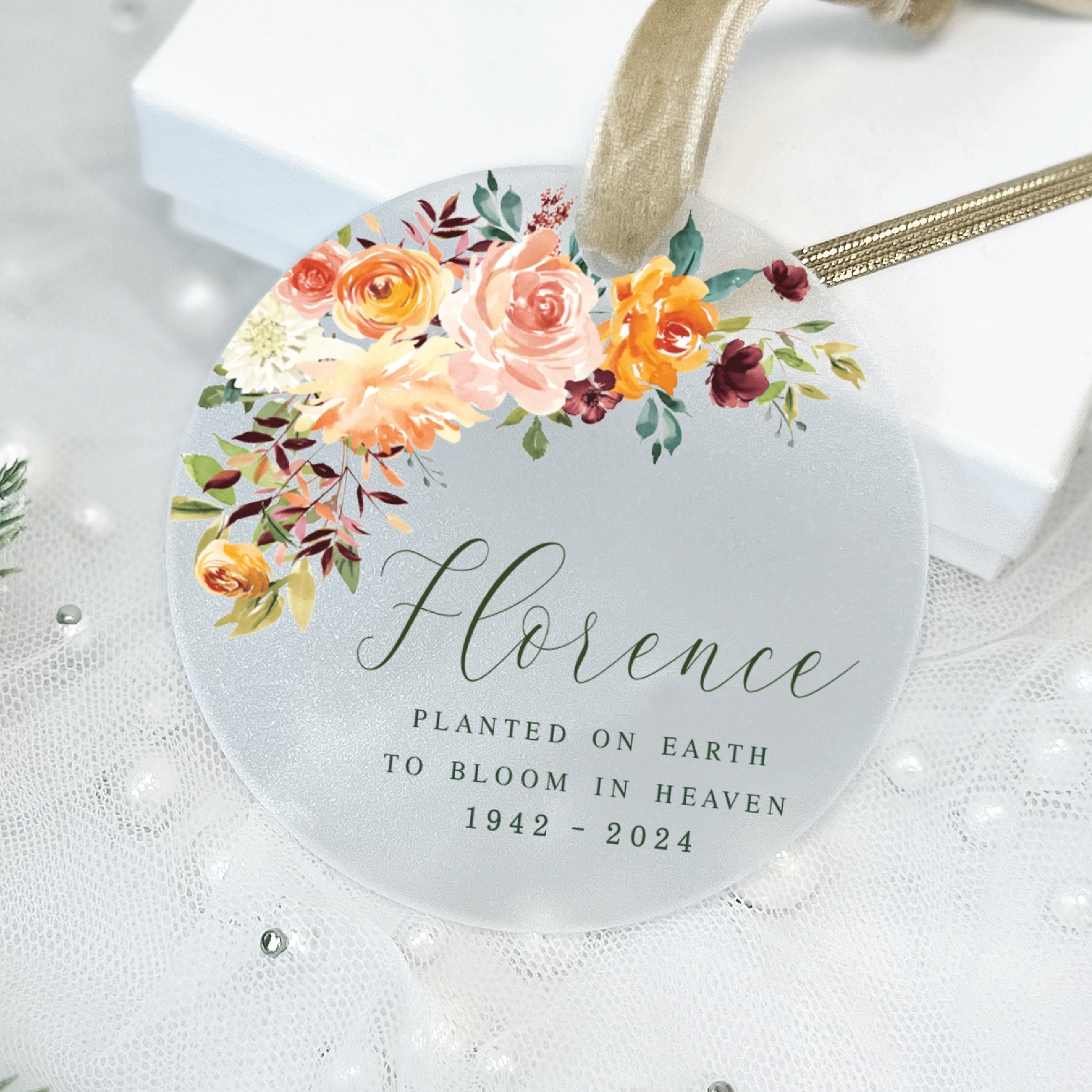 Floral Memorial Ornament - Ornament - Acrylic