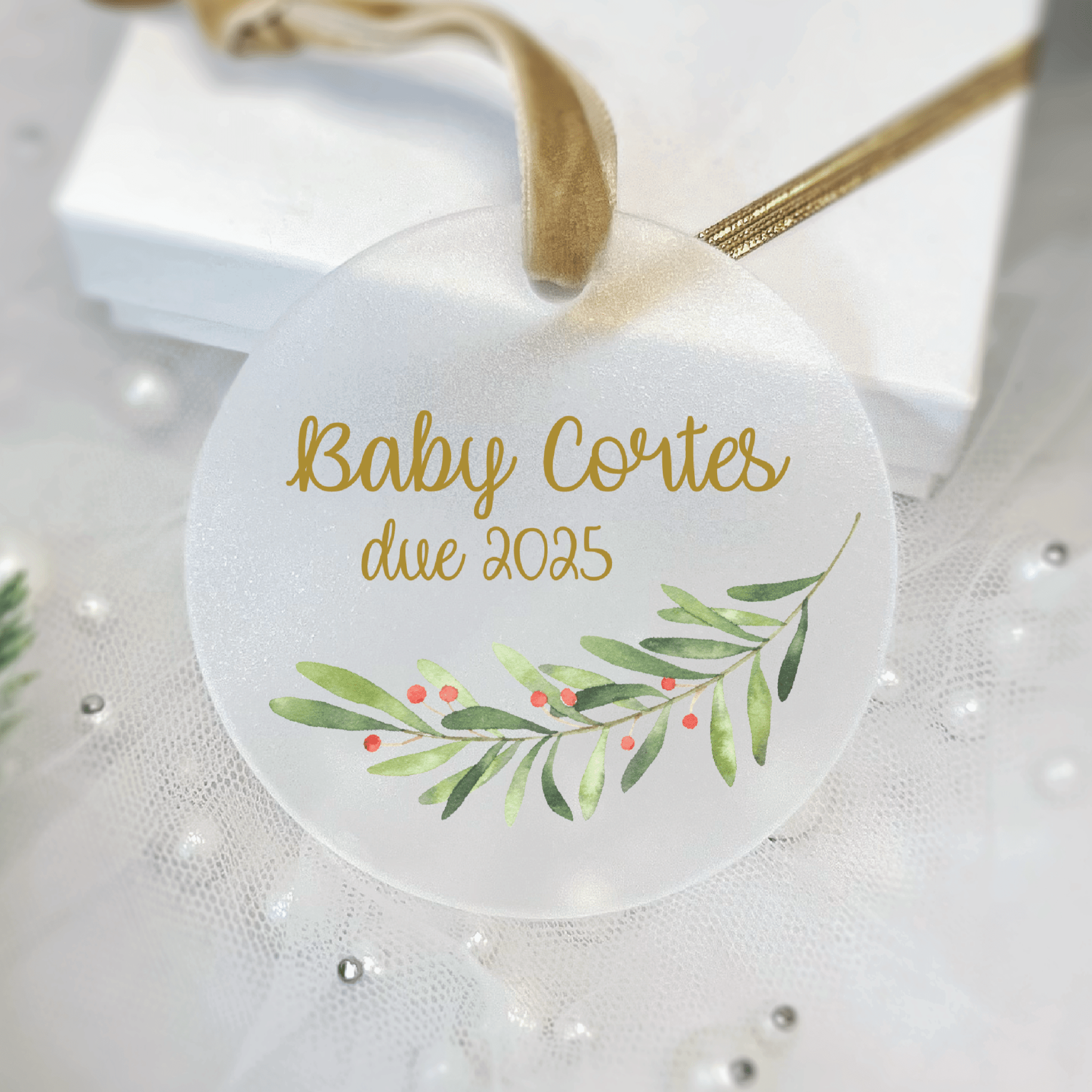 Baby Christmas Ornament - Holly - Ornament - Acrylic