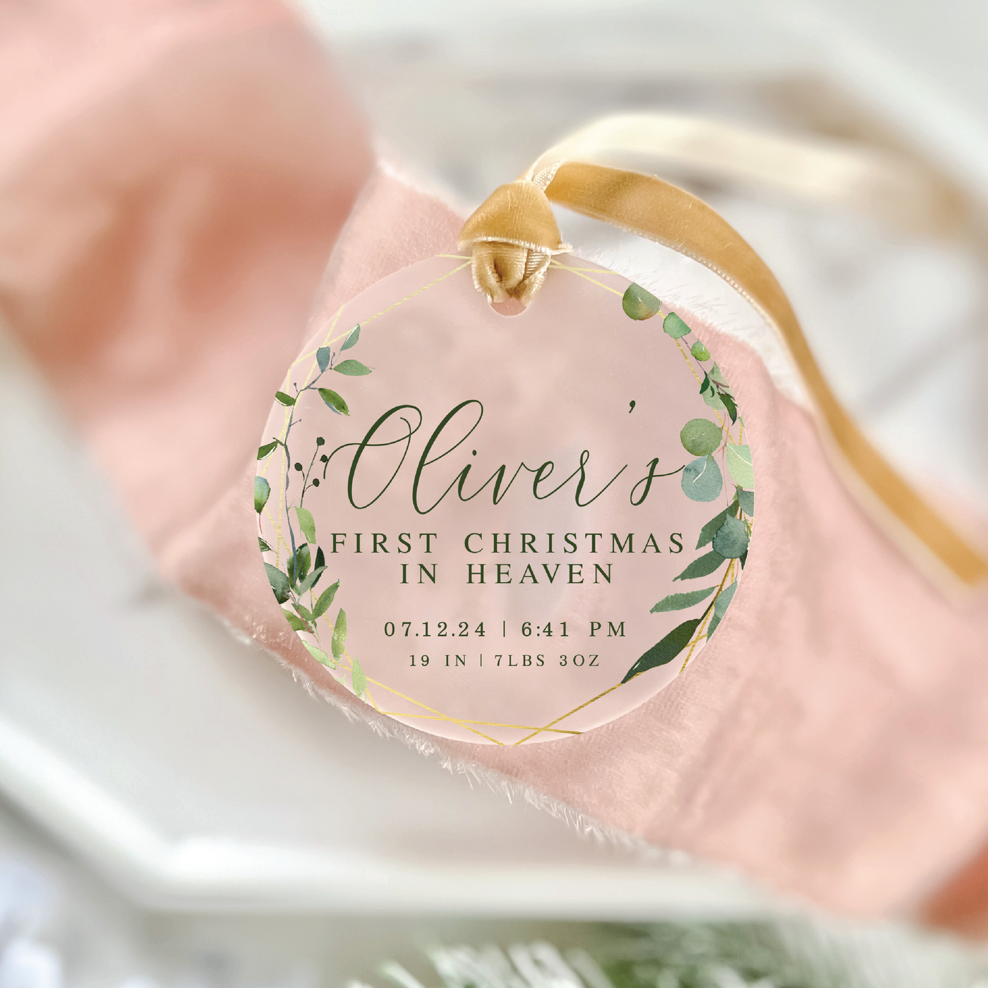 First Christmas in Heaven Memorial Ornament - Greenery