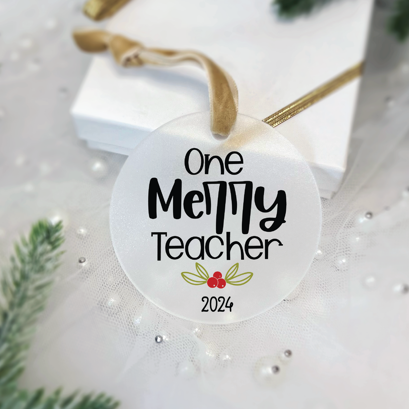 One Merry Teacher Christmas Ornament