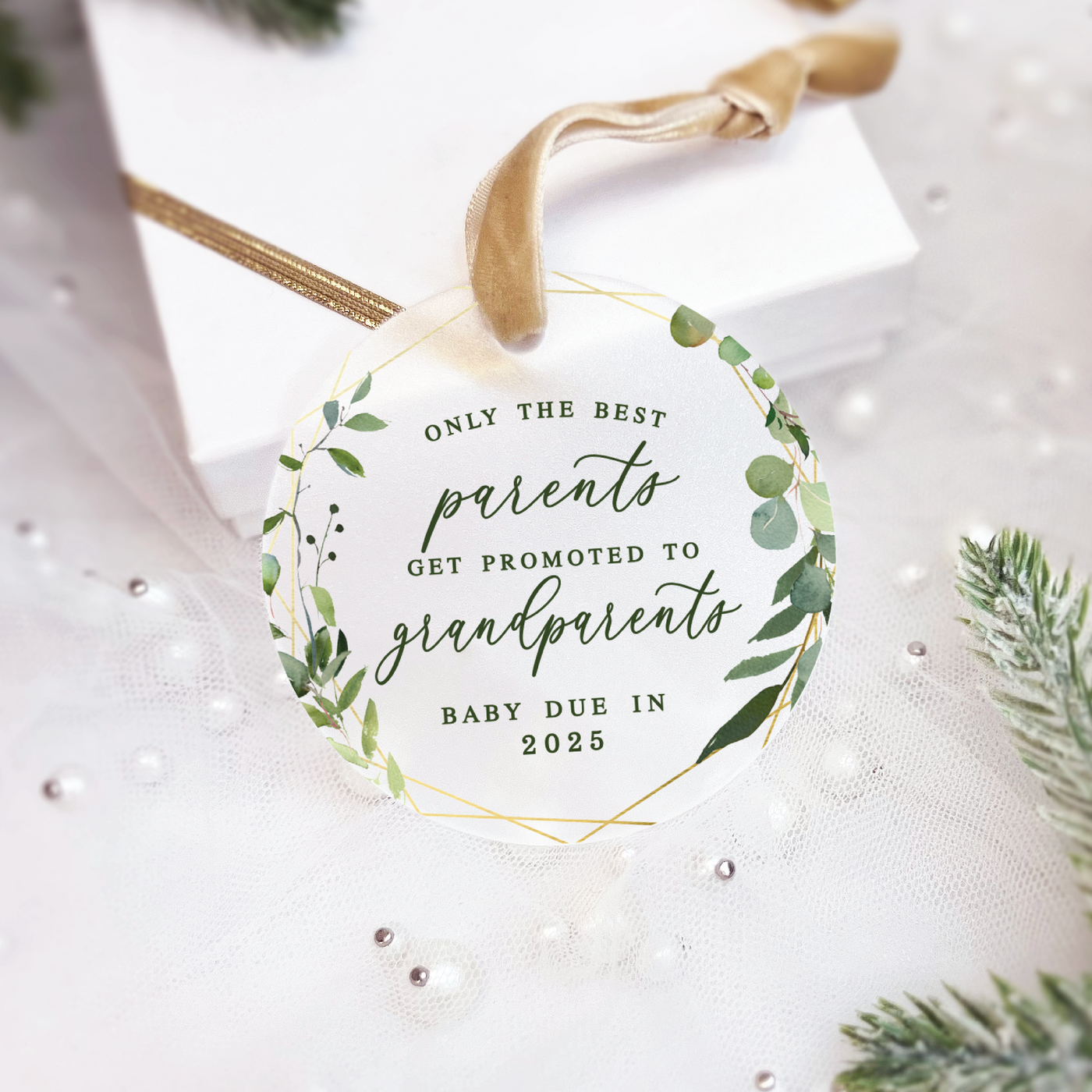 The Best Parents Get Promoted Christmas Ornament - Greenery