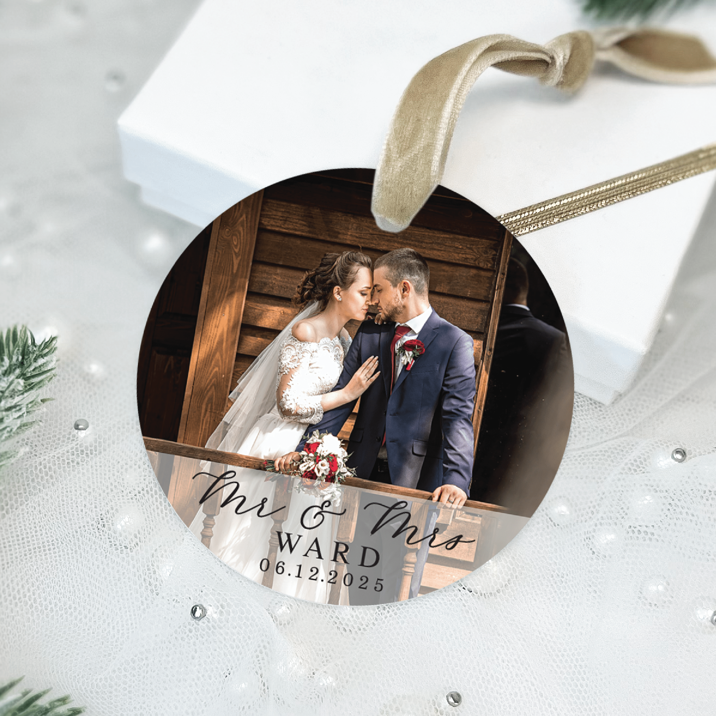 Mr and Mrs Photo Ornament - Ornament - Acrylic