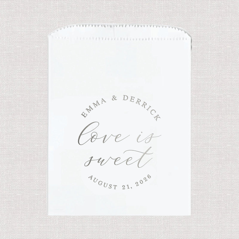 Love Is Sweet Custom Foil Wedding Treat Bags